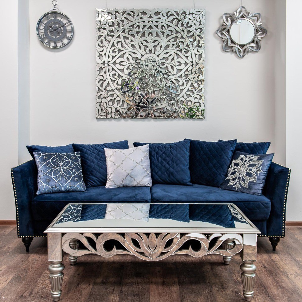 Подушка с вышивкой "Узор" синий 45*45см (TT-00002461)