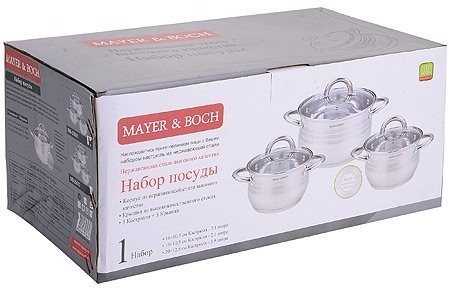 Набор посуды 6пр 2,1+2,1+3,9л с/кр Mayer&Boch (25668)