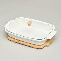 Блюдо для выпекания и сервировки lefard &quot;muse&quot; со стекл.крышкой на дер.подставке 27,5*17*9см 900мл (587-242)