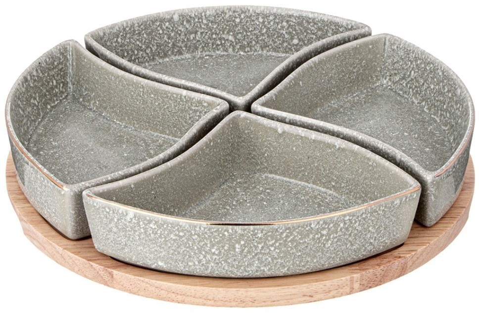 Менажница 4 секции на дерев. подставке lefard  "grain" 26,7 см мятная (42-526)