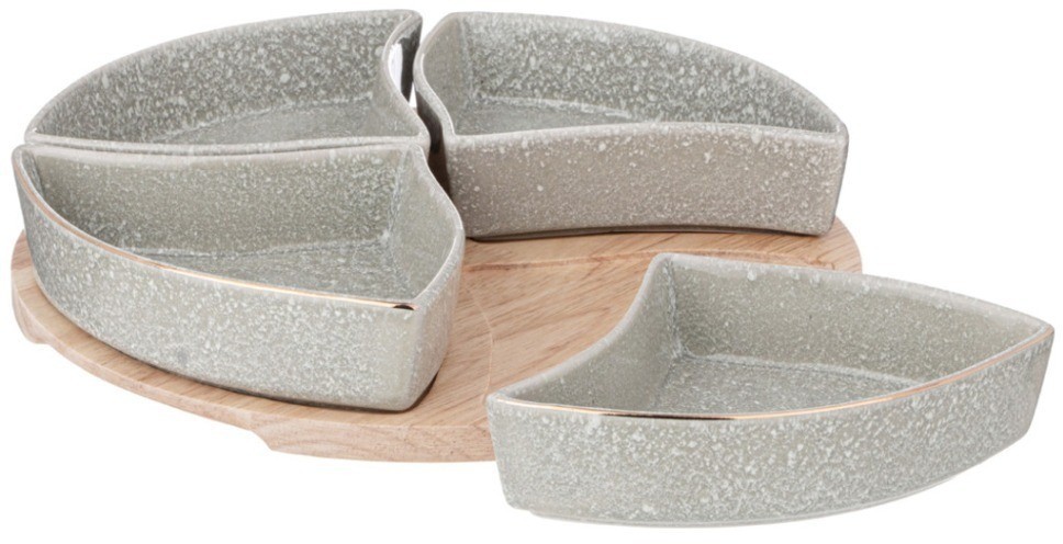 Менажница 4 секции на дерев. подставке lefard  "grain" 26,7 см мятная (42-526)