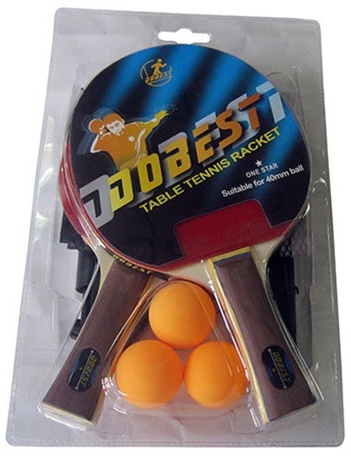 Набор для настольного тенниса Dobest BR18 1 звезда (2 ракетки + 3 мяча + сетка + крепеж) (55837)