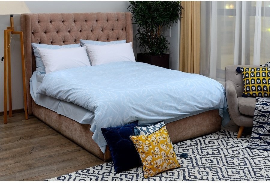 Пододеяльник двухсторонний из перкаля голубого цвета с принтом Свежесть леса russian north, 200х200 (63279)