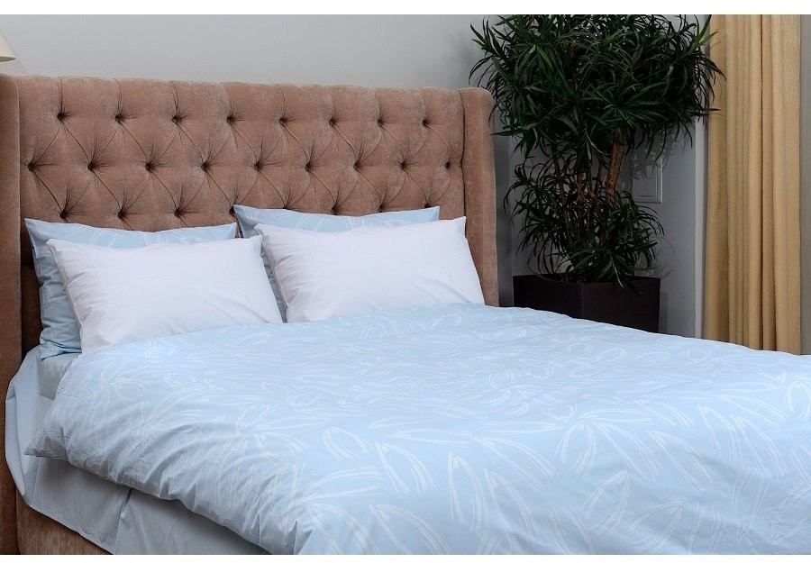 Пододеяльник двухсторонний из перкаля голубого цвета с принтом Свежесть леса russian north, 200х200 (63279)