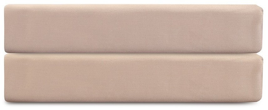 Простыня на резинке из премиального сатина бежевого цвета из коллекции essential,  160х200х30 см (79840)