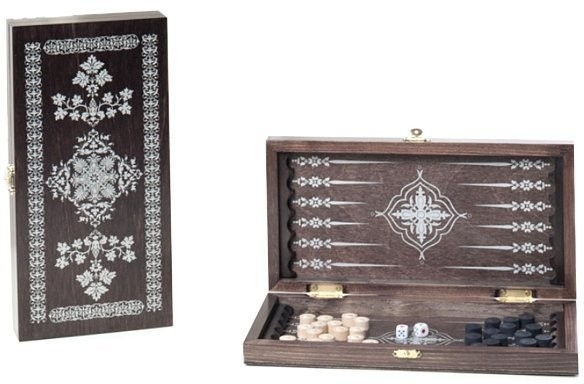 Нарды дорожные венге, рисунок серебро "Вьюн" (290*145*40) (46140)