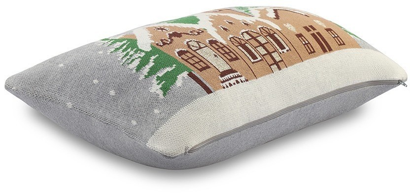 Подушка вязаная с новогодним рисунком christmas village из коллекции new year essential, 40x60 см (79347)