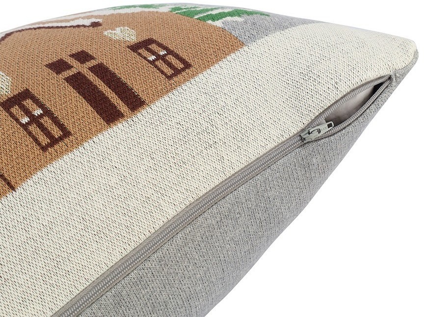 Подушка вязаная с новогодним рисунком christmas village из коллекции new year essential, 40x60 см (79347)