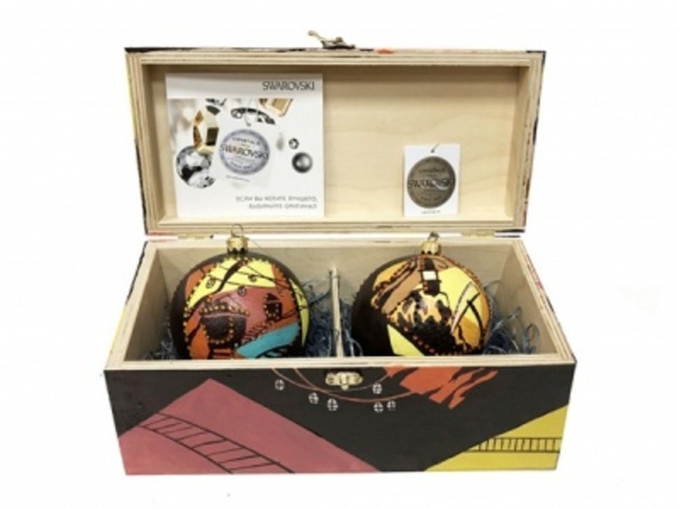 Новогодний набор на 2 шара Шахтеры 1 с кристаллами Swarovski (2141)