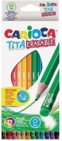Карандаши цветные стираемые с резинкой Carioca Erasable 12 цветов 42897/181699 (4) (66523)