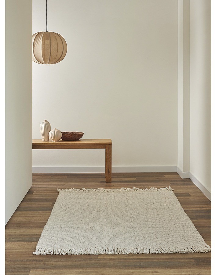 Ковер из переработанного пластика бежевого цвета из коллекции ethnic, 60х90 см (77518)