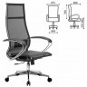 Кресло офисное МЕТТА К-7 хром, прочная сетка, сиденье и спинка регулируемые, черное, 532461 (96496)