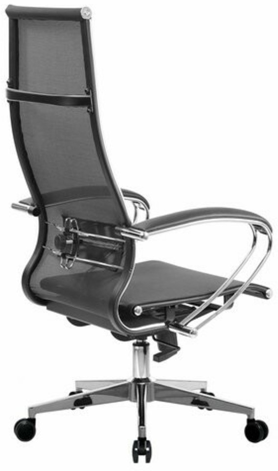 Кресло офисное МЕТТА К-7 хром, прочная сетка, сиденье и спинка регулируемые, черное, 532461 (96496)
