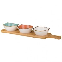 Набор салатников на дерев. подставке bronco &quot;nature&quot; 4 предмета (263-1268)