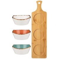 Набор салатников на дерев. подставке bronco &quot;nature&quot; 4 предмета (263-1268)