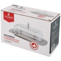 Масленка agness с пластиковой крышкой 19*12*7 см (912-010)