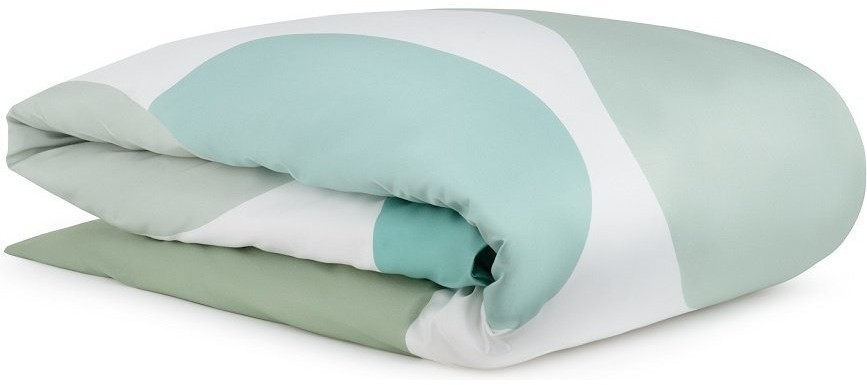 Комплект постельного белья полутораспальный из сатина мятного цвета с авторским принтом из коллекции freak fruit (70520)