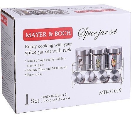 Набор баночек для приправ,специй и сыпучих продуктов 8пр 330/100 мл Mayer&Boch (31019)