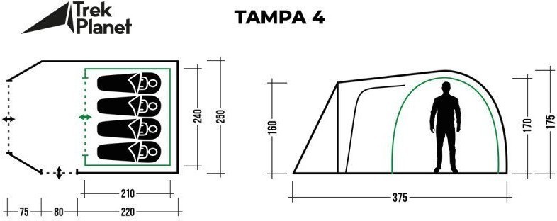 Палатка Trek Planet Tampa 4 (70217) (64090)
