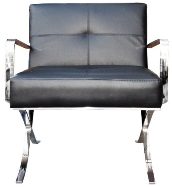Кресло EC-011/YM2037, нержавеющая сталь, кожа, Black, ROOMERS FURNITURE