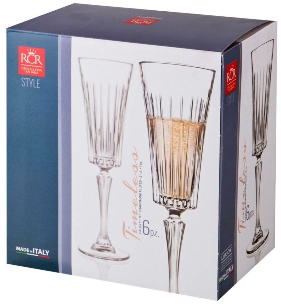 Набор бокалов для шампанского из 6 шт. "timeless" 210 мл. высота=24 см. RCR (305-622)