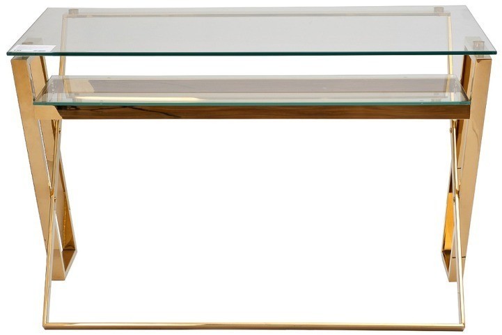 910 Стол письменный стекло прозр/золото 120*60*78см (TT-00011614)