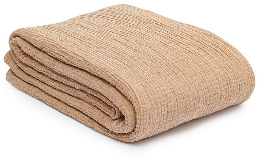 Покрывало двухстороннее из многослойного муслина цвета охры из коллекции essential, 230x250 см (75387)