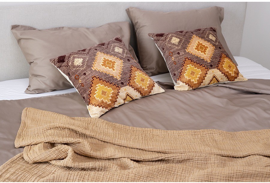 Покрывало двухстороннее из многослойного муслина цвета охры из коллекции essential, 230x250 см (75387)