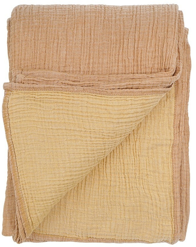 Покрывало двухстороннее из многослойного муслина цвета охры из коллекции essential, 230x250 см (75387)