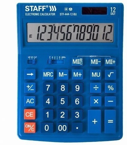 Калькулятор настольный Staff STF-444-12-BU 12 разрядов 250463 (86062)