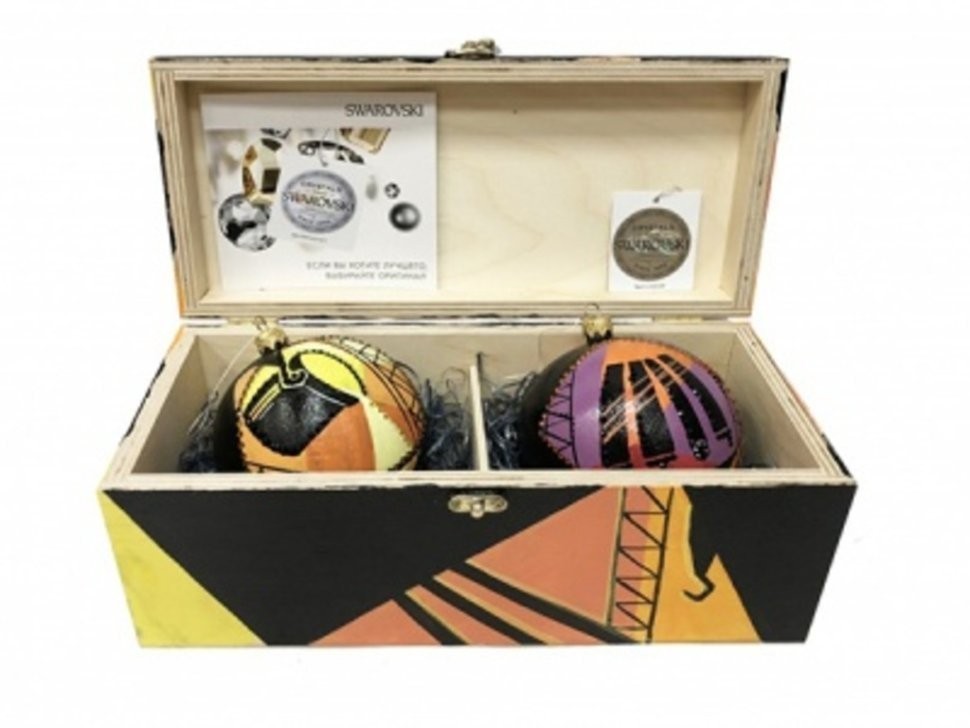 Новогодний набор на 2 шара Металлург 1 с кристаллами Swarovski (2142)