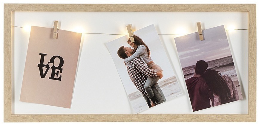 Рамка для фотографий с подсветкой everyday, 23х49 см, белая/натуральное дерево (76270)