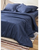 Комплект постельного белья из премиального сатина темно-синего цвета из коллекции essential, 150х200 см (77123)