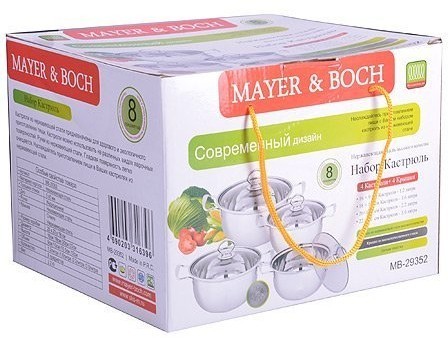 Набор кастрюль из нержавеющей стали с крышками MAYER BOCH (29352)
