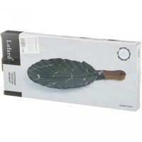 Блюдо для сервировки с деревянной ручкой коллекция &quot;золотой мрамор&quot; цвет: black 39,5*17,8*2,5 см Lefard (412-132)