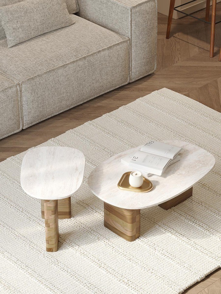 Столик приставной torhill, 38x35 см, бежевый/мрамор (78629)