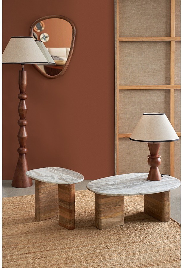 Столик приставной torhill, 38x35 см, бежевый/мрамор (78629)