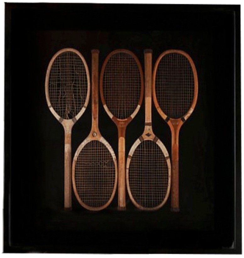 Картина Теннисные ракетки H-DIM-WS-0003-Z, массив дуба, стекло, бумага, Black, RESTORATION HARDWARE
