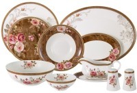 Обеденный сервиз Английская роза  6 персон, 27 предметов - AL-M2188/27-E9 Anna Lafarg Emily
