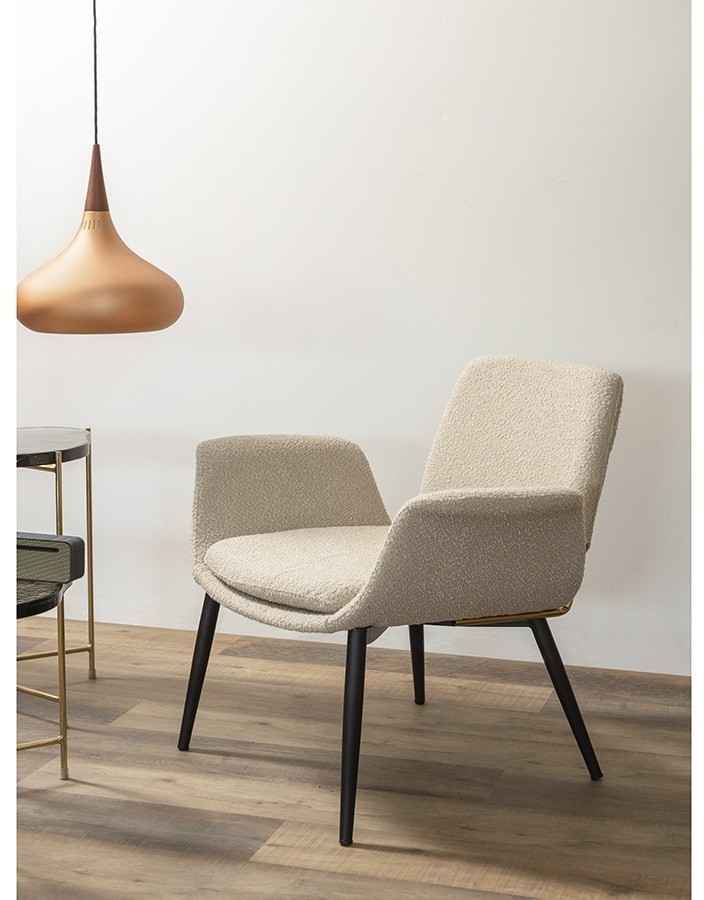 Лаунж-кресло hilde, букле, серо-бежевое (76872)