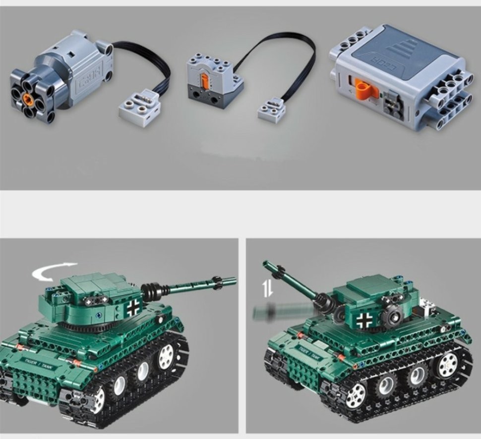 Конструктор Double E Cada Technics, Танк Tiger 1, 313 деталей, пульт управления (C51018W)