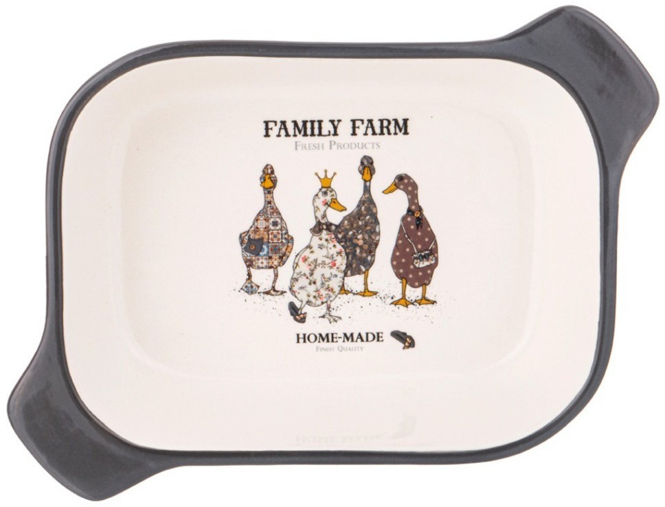 Форма для запекания agness "family farm" с пластиковой крышкой 25,5*19*6,5 см (536-275)