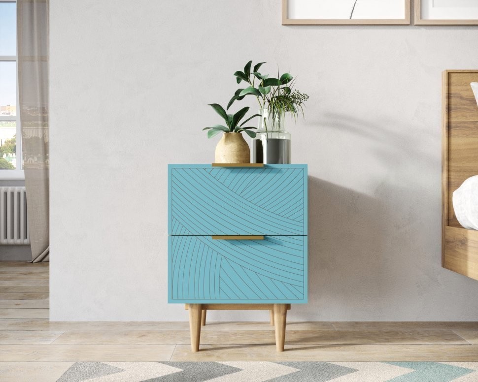 Тумбочка с двумя ящиками Line LN07/GR1/blue-ET