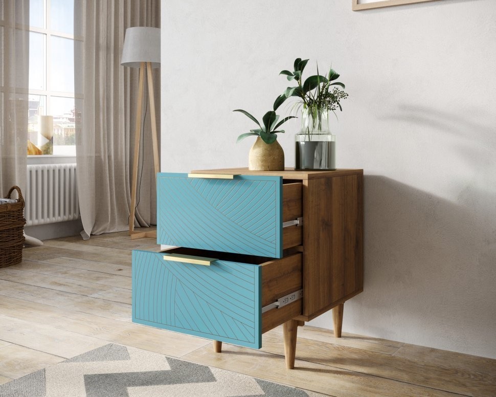 Тумбочка с двумя ящиками Line LN07/GR1/blue-ET