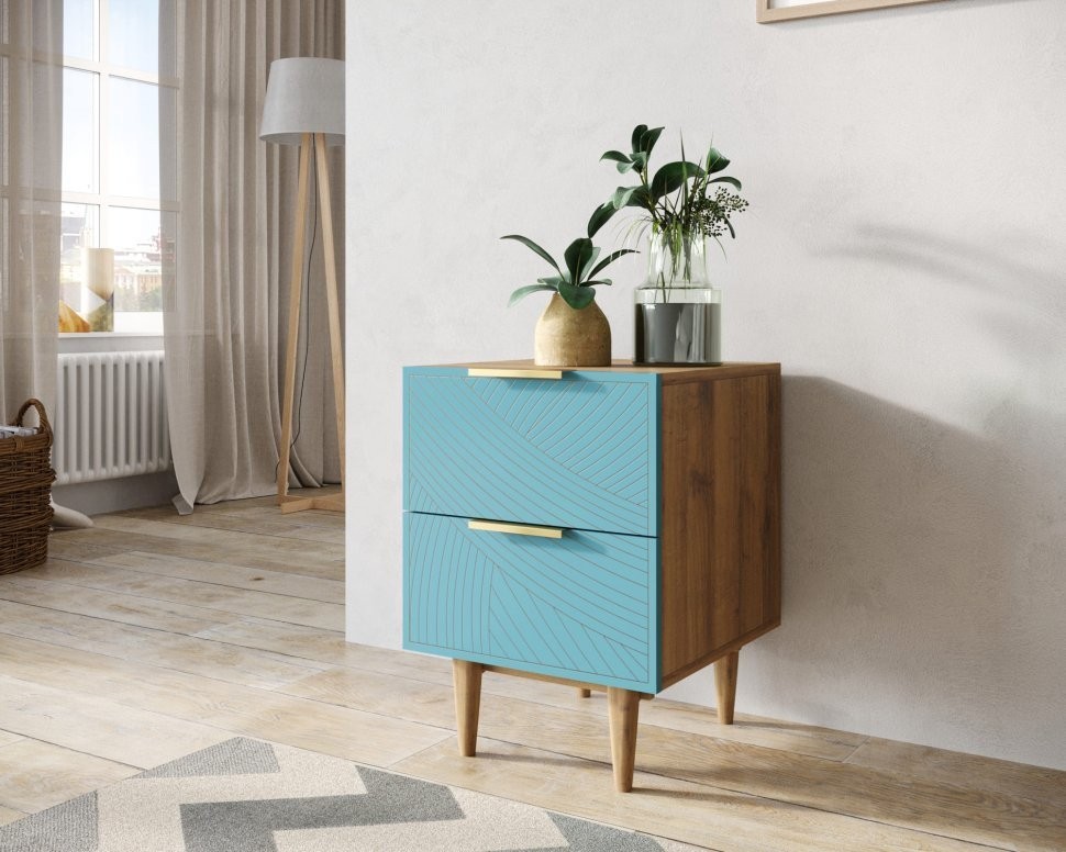 Тумбочка с двумя ящиками Line LN07/GR1/blue-ET