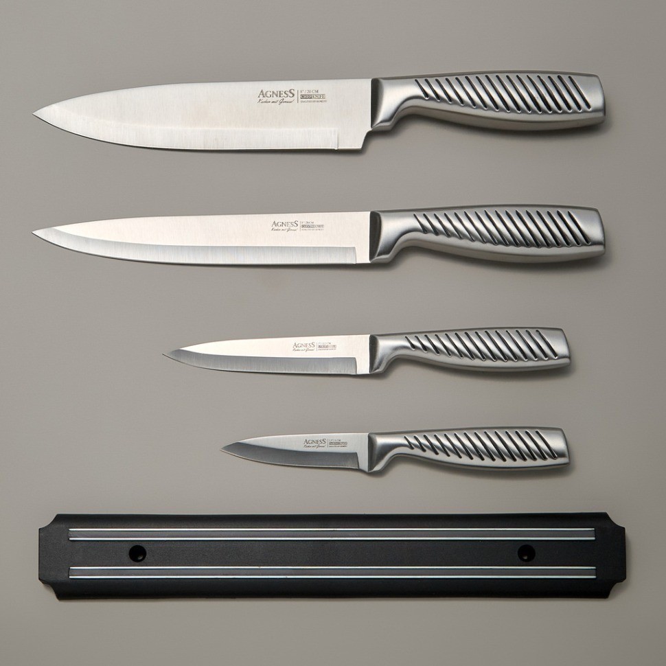 Набор ножей agness 5 пр.с магнитным держателем и ручкой из нерж.стали (911-767)