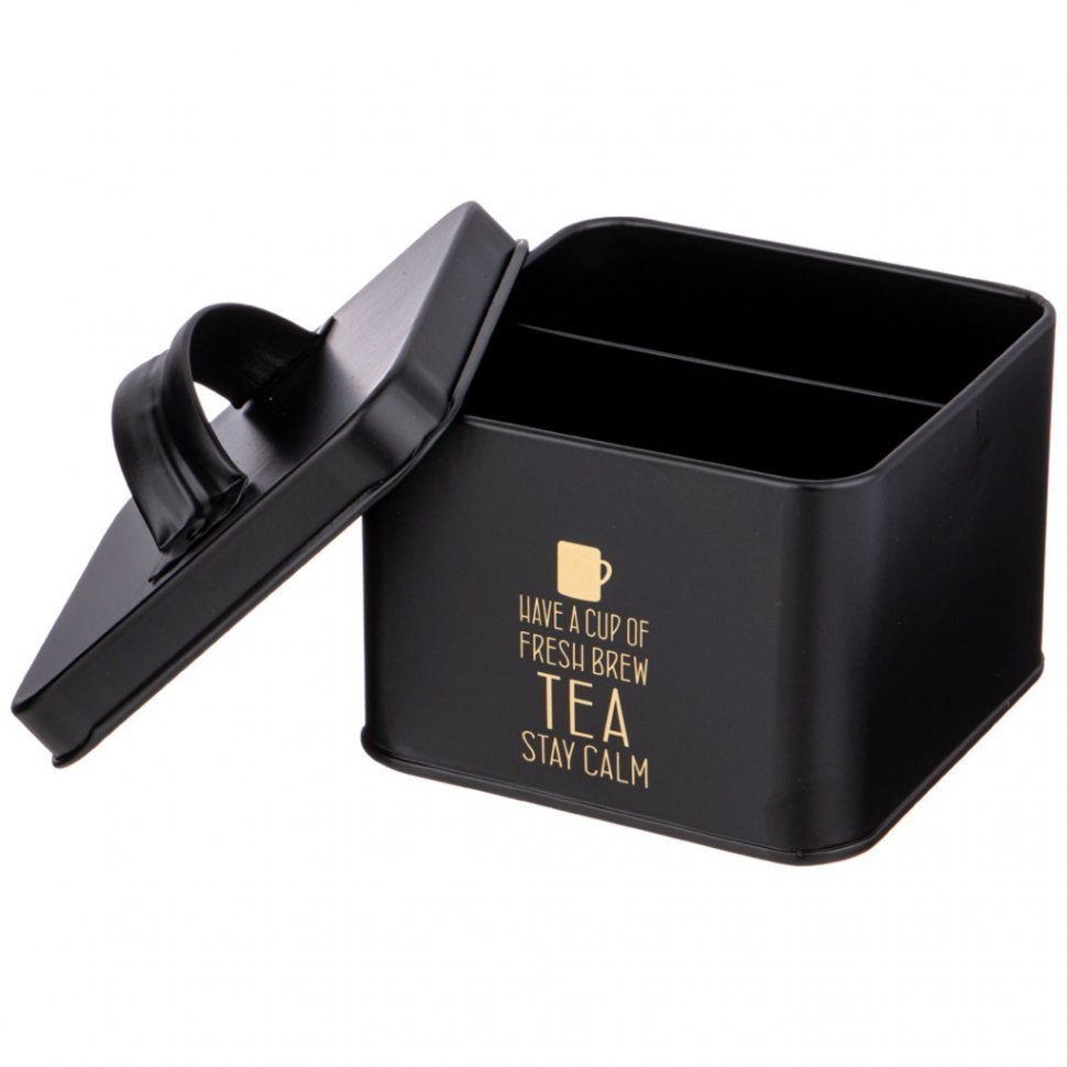Банка agness "черное золото" для чайных пакетиков 11*11*7 см без упаковки Agness (790-169)