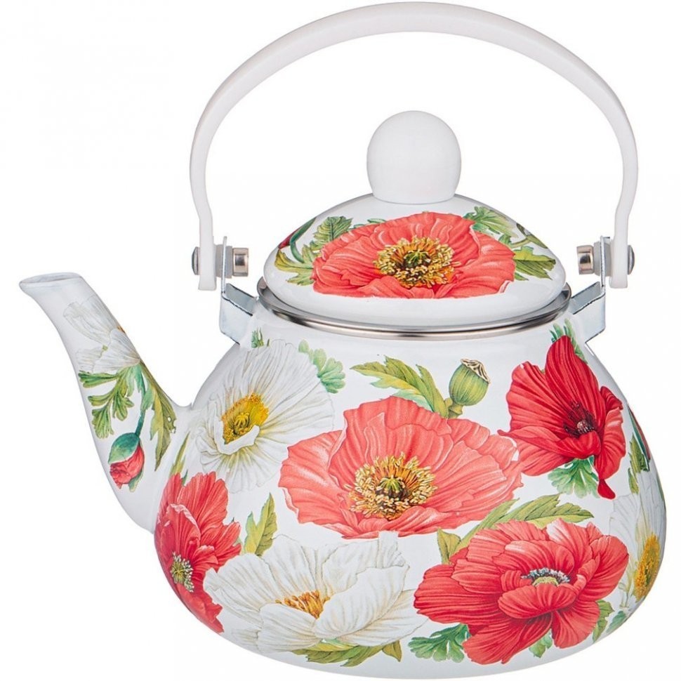 Чайник agness эмалированный с фильтром из нжс серия "маки" 1,3 л (934-445)