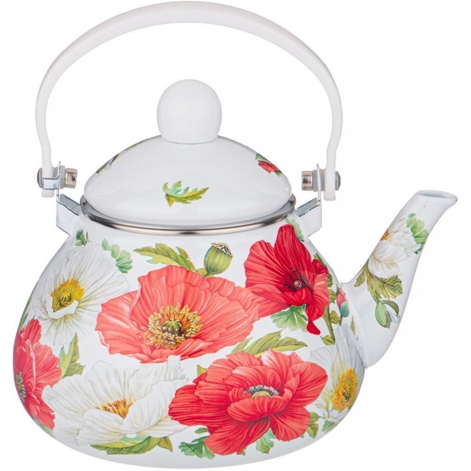 Чайник agness эмалированный с фильтром из нжс серия "маки" 1,3 л (934-445)