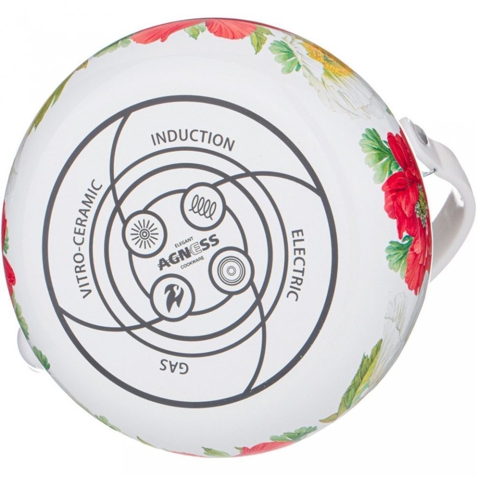 Чайник agness эмалированный с фильтром из нжс серия "маки" 1,3 л (934-445)